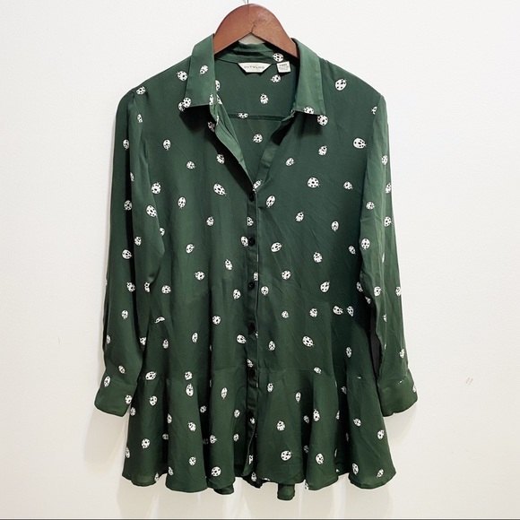 Anthropologie Tops - Anthropologie Tylho Lakin Ladybug Tunic Button Down Blouse XS